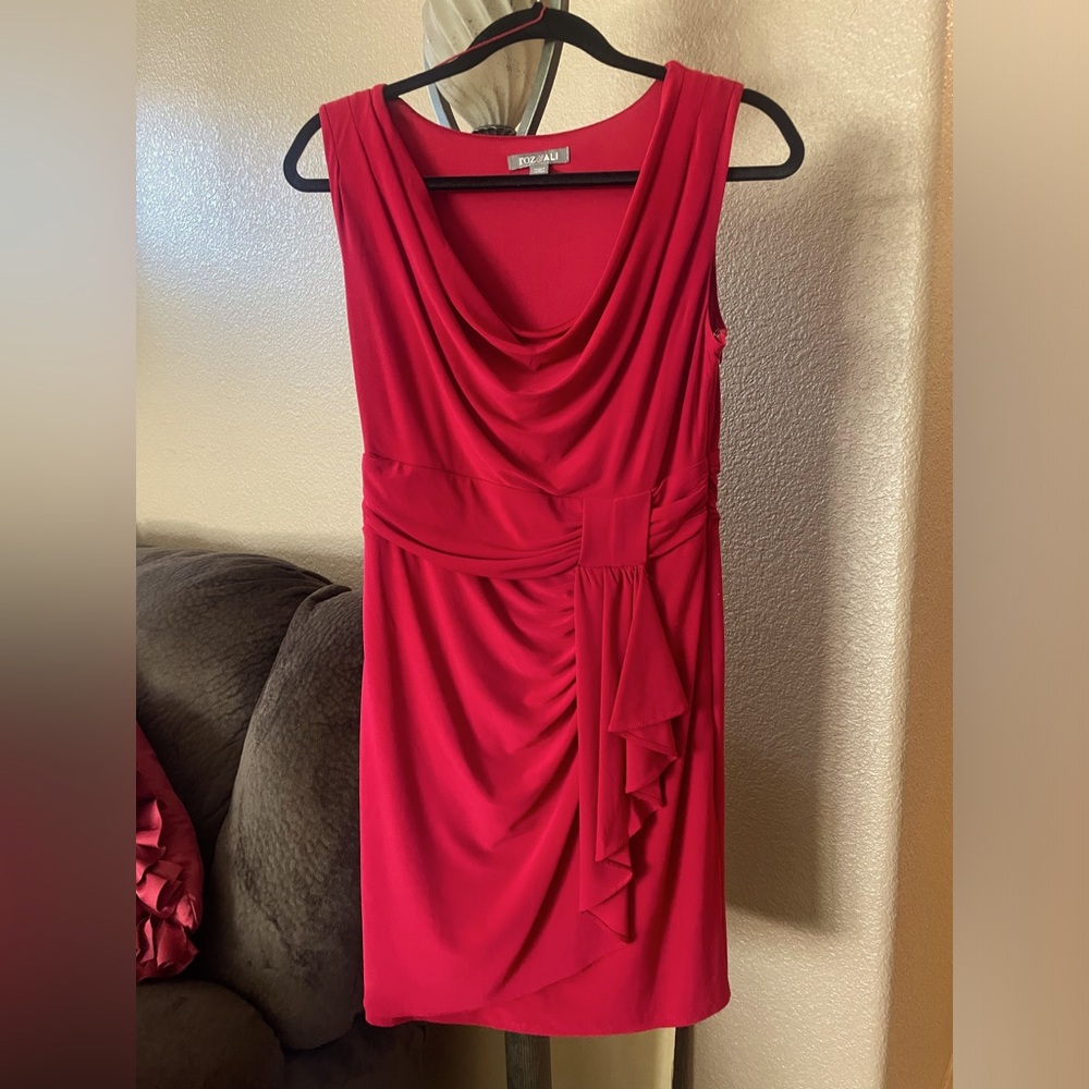 Red Dress sleeveless 35 inches length. Side zipper